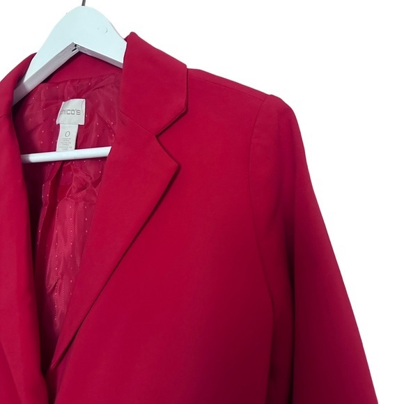 Chicos red blazer Double Button Pockets Lined Size 0 Small - Picture 9 of 9